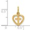 14K Yellow Gold Cross In Heart Charm Pendant Jewelry 16mm x 10mm
